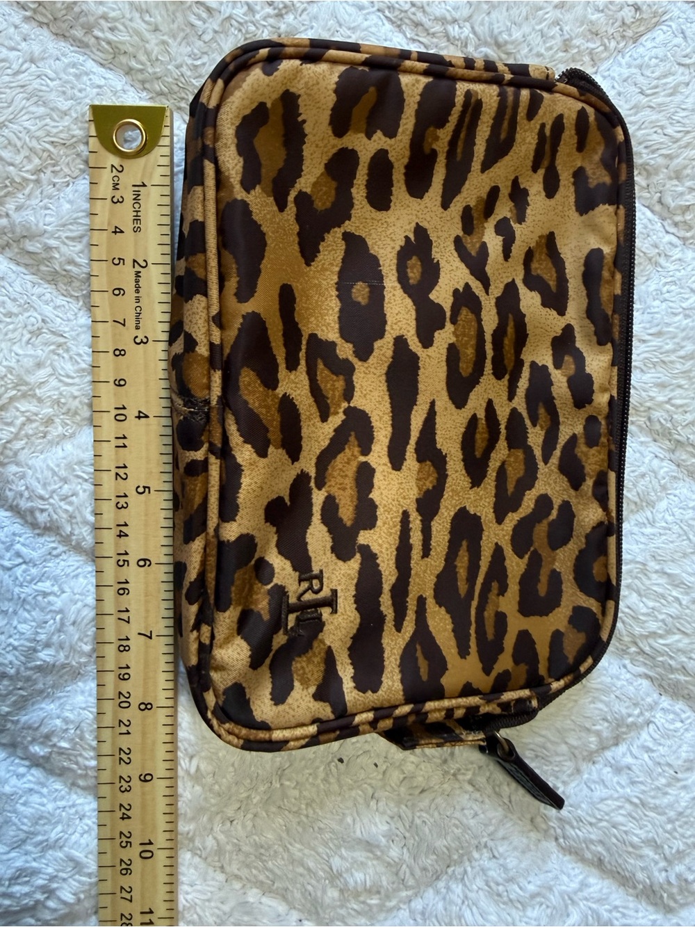 Ralph Lauren Leopard Print Cosmetic Pouch in Brown and Black